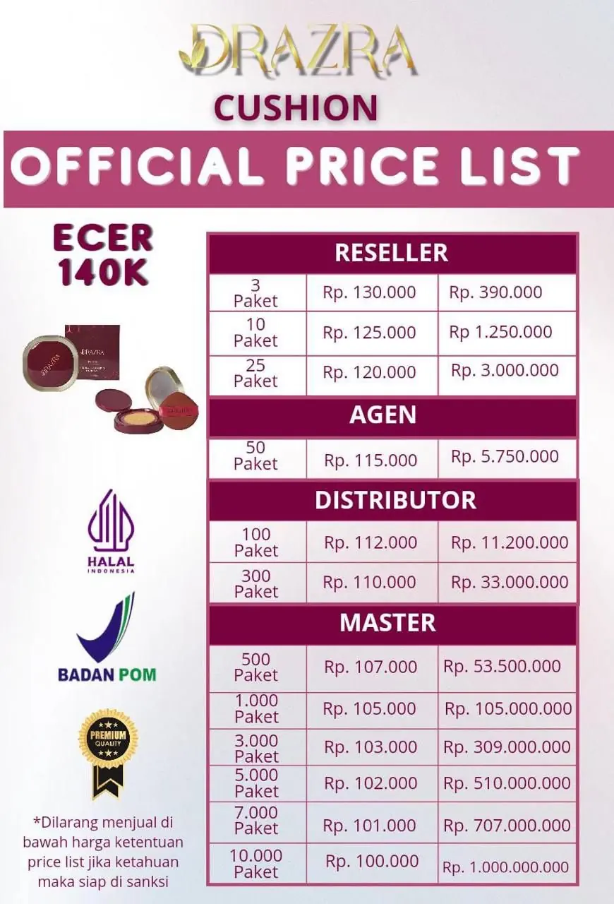 Price list resmi Cushion